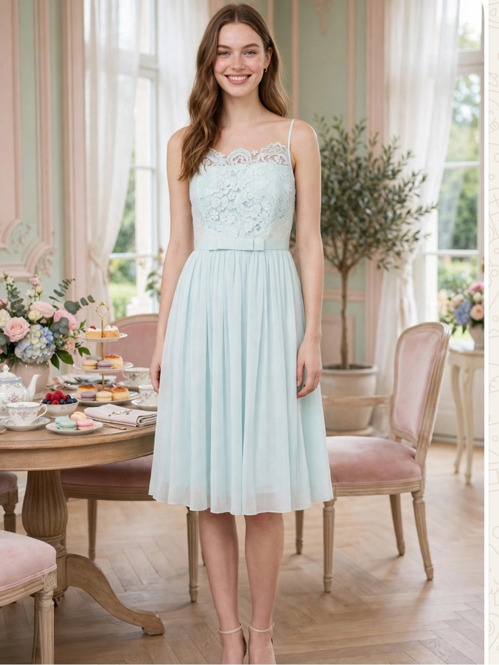 Ted Baker London Women's Mimee Lace Bodice Midi Dress, Mint, TB 2